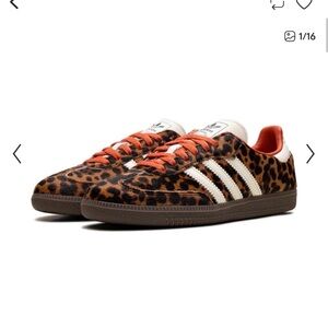 Adidas Leopard Print Samba Sneakers with Red Accents